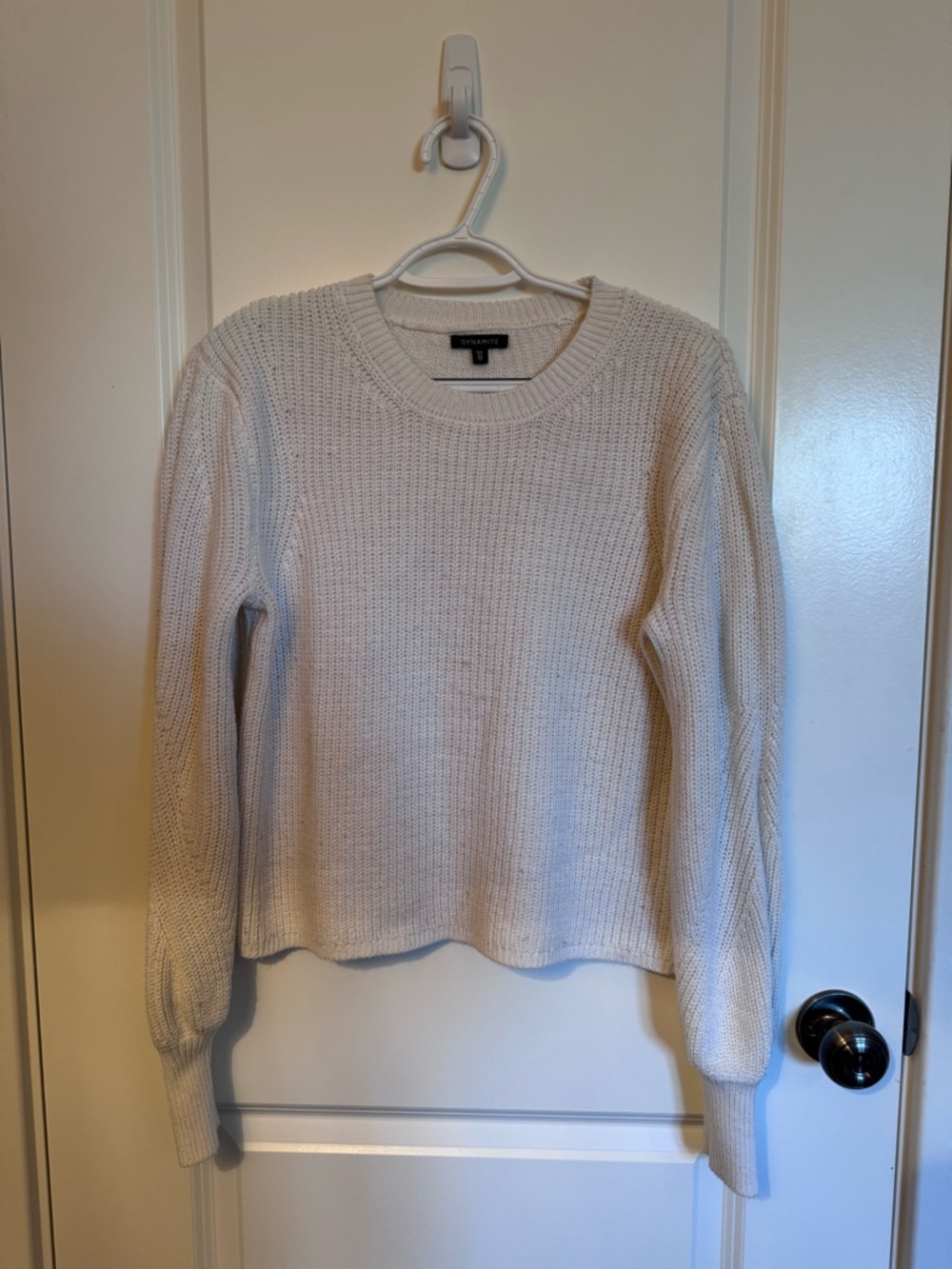 Dynamite Cream Knit Crewneck Sweater